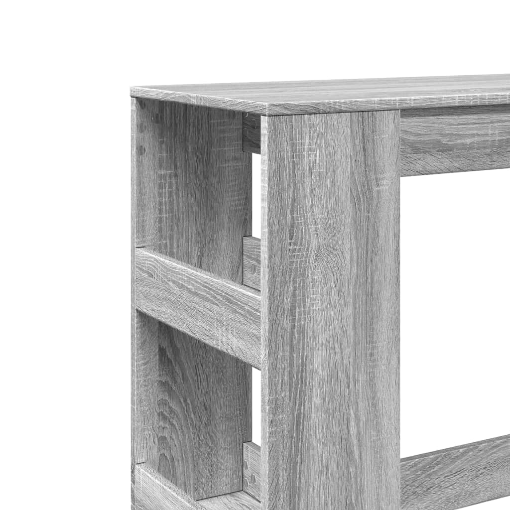 Grey Sonoma Engineered Wood Bar Table with Racks - 90x40x103.5 cm