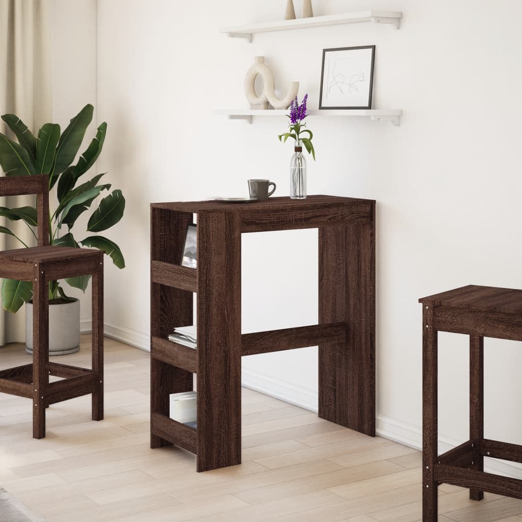 Brown Oak Bar Table with Racks, 90x40x103.5 cm - Engineered Wood