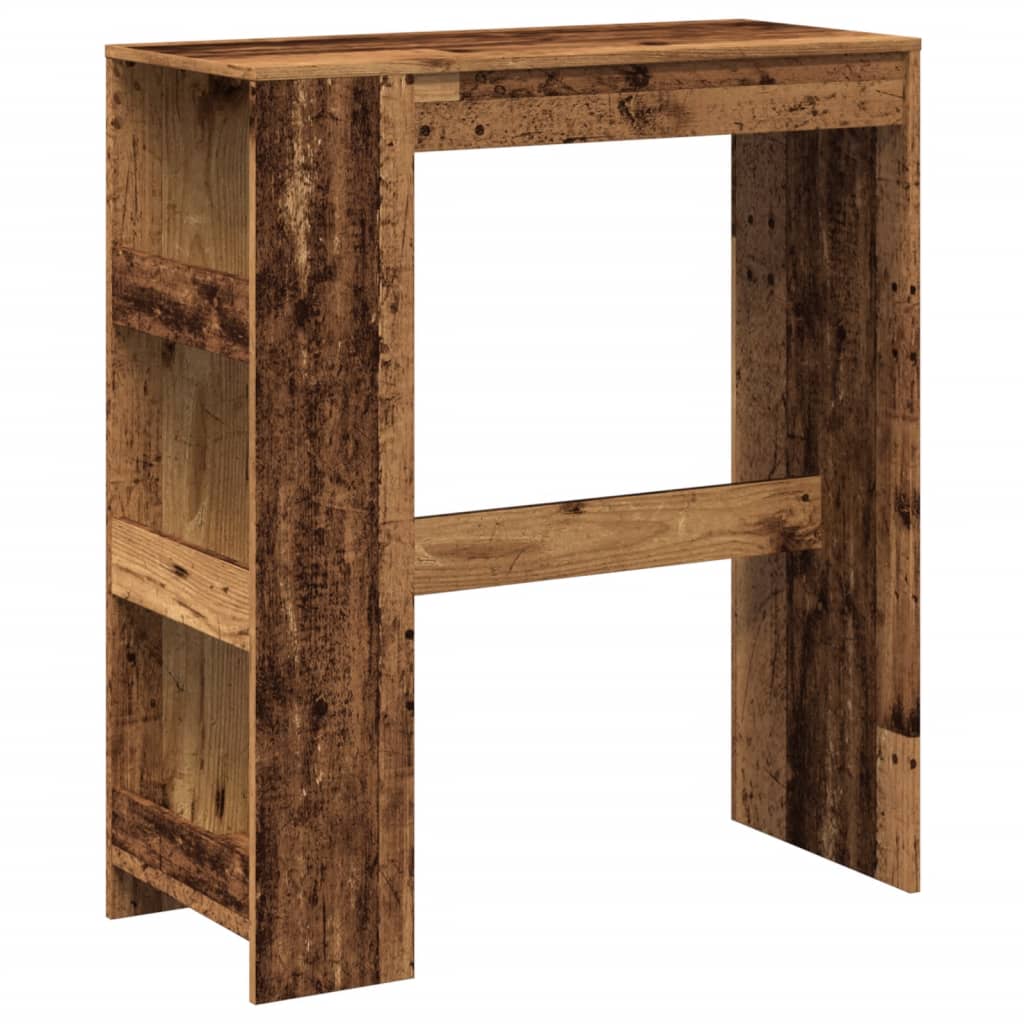 Rustic Bar Table with Racks, Old Wood Finish, 90x40x103.5 cm