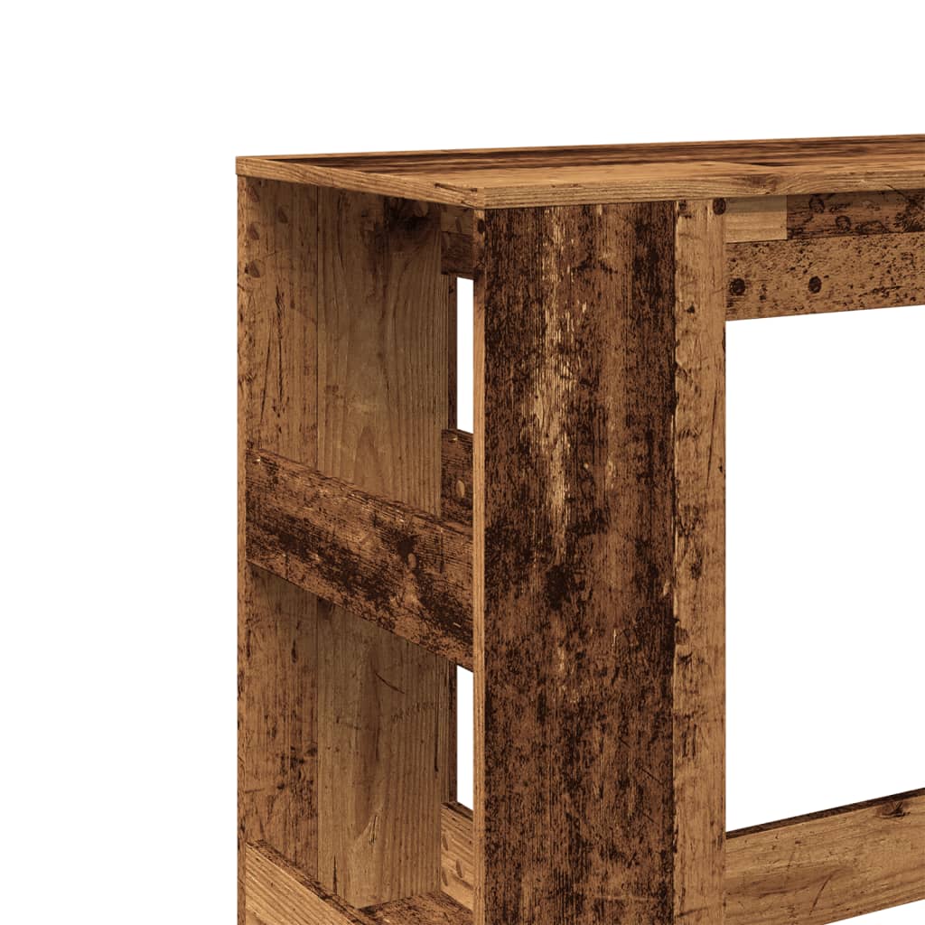 Rustic Bar Table with Racks, Old Wood Finish, 90x40x103.5 cm