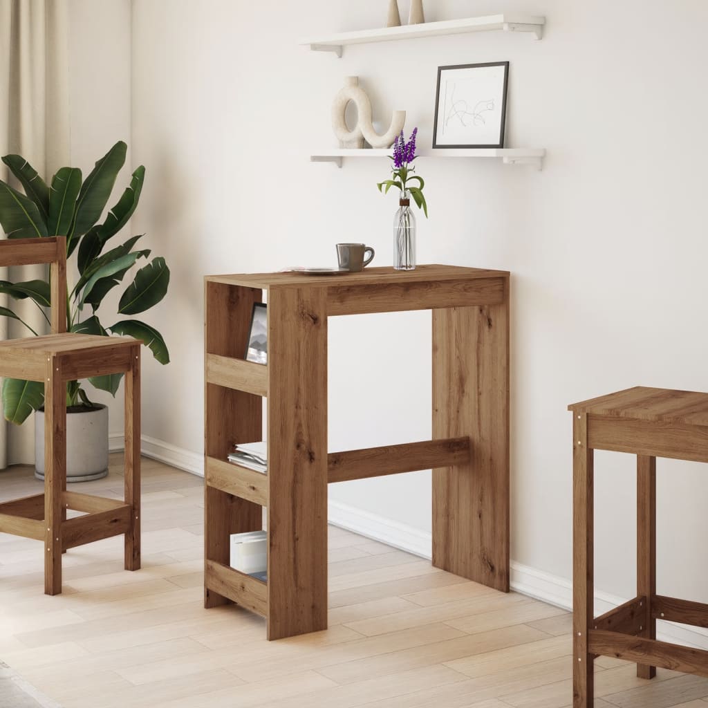 Artisan Oak Bar Table with Racks, Engineered Wood, 90x40x103.5 cm