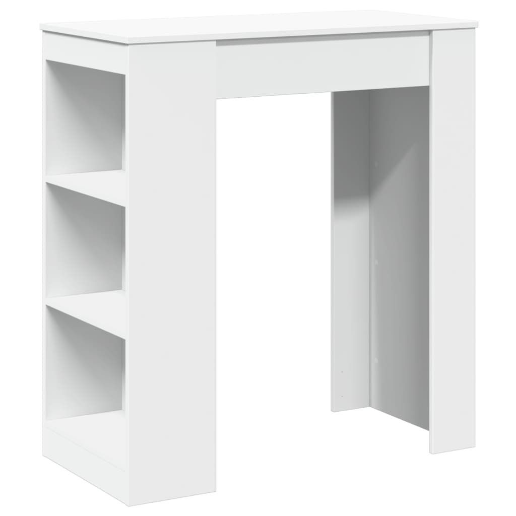 White Engineered Wood Bar Table with Racks - 95x47x103.5 cm