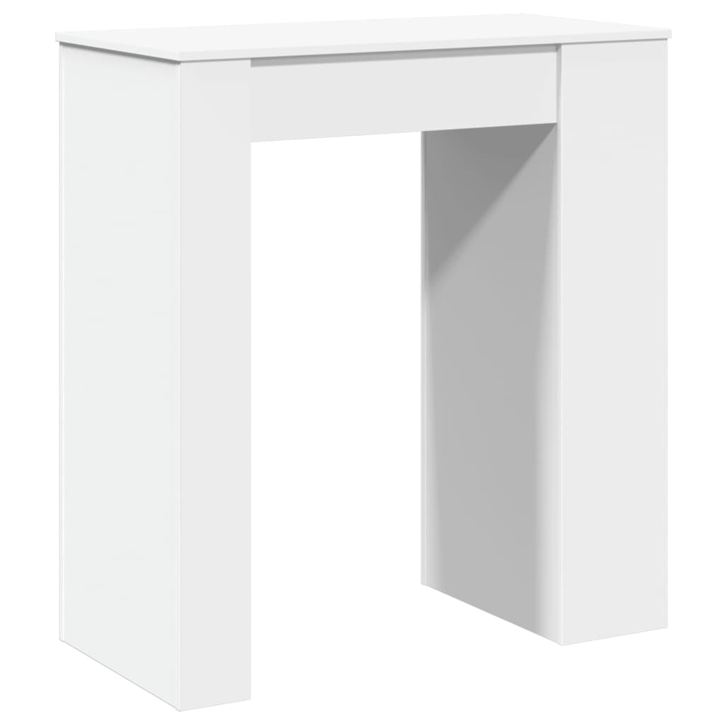 White Engineered Wood Bar Table with Racks - 95x47x103.5 cm