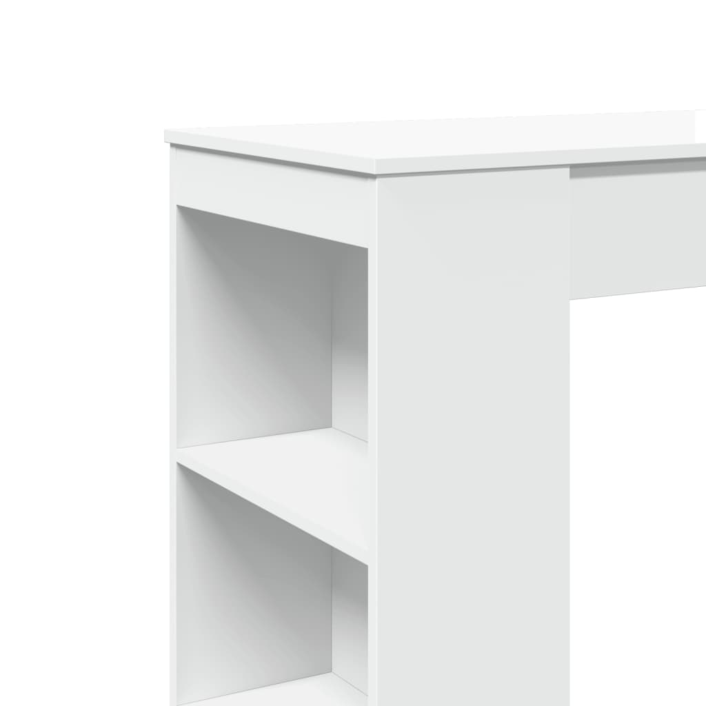 White Engineered Wood Bar Table with Racks - 95x47x103.5 cm