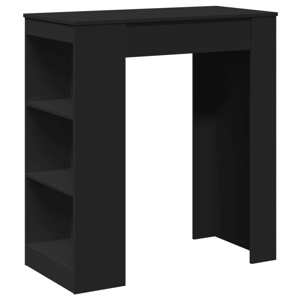 Stylish Black Engineered Wood Bar Table with Racks 95x47x103.5 cm
