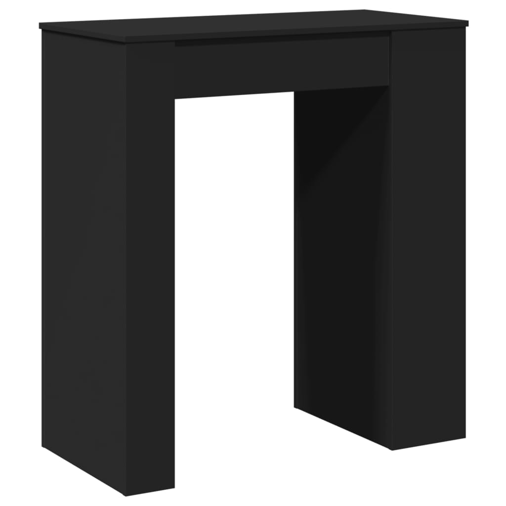 Stylish Black Engineered Wood Bar Table with Racks 95x47x103.5 cm