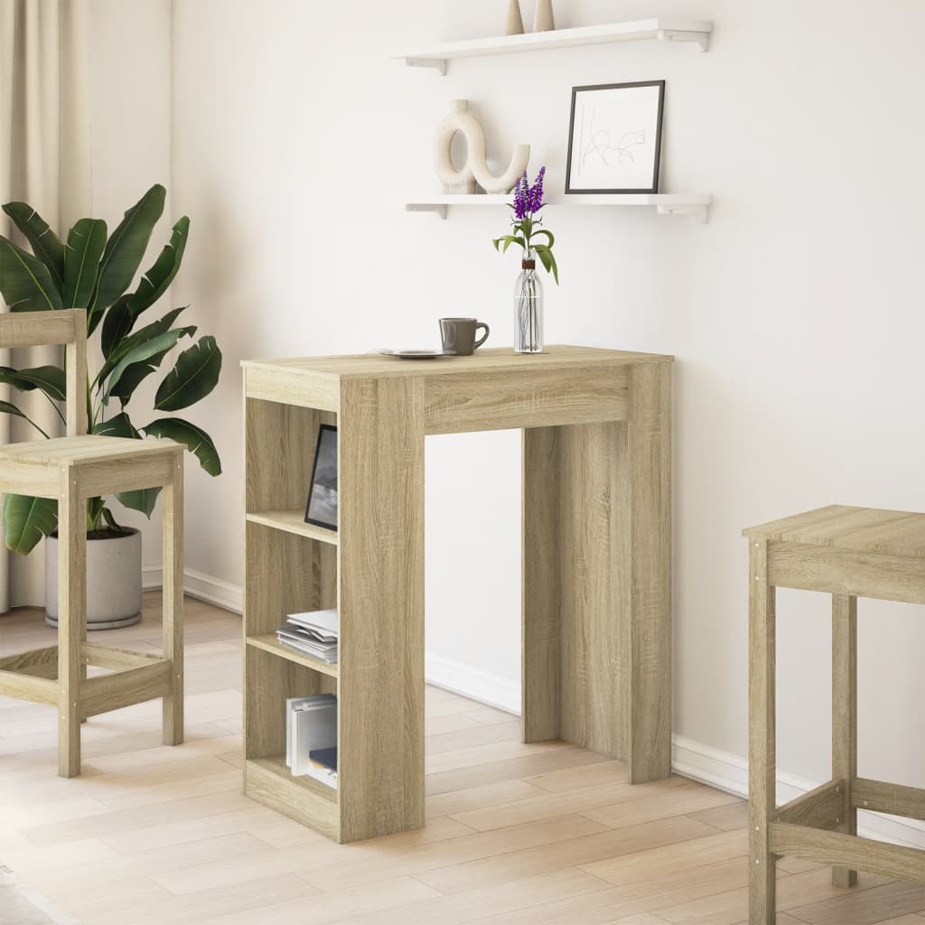 Sonoma Oak Bar Table with Racks, Engineered Wood, 95x47x103.5 cm