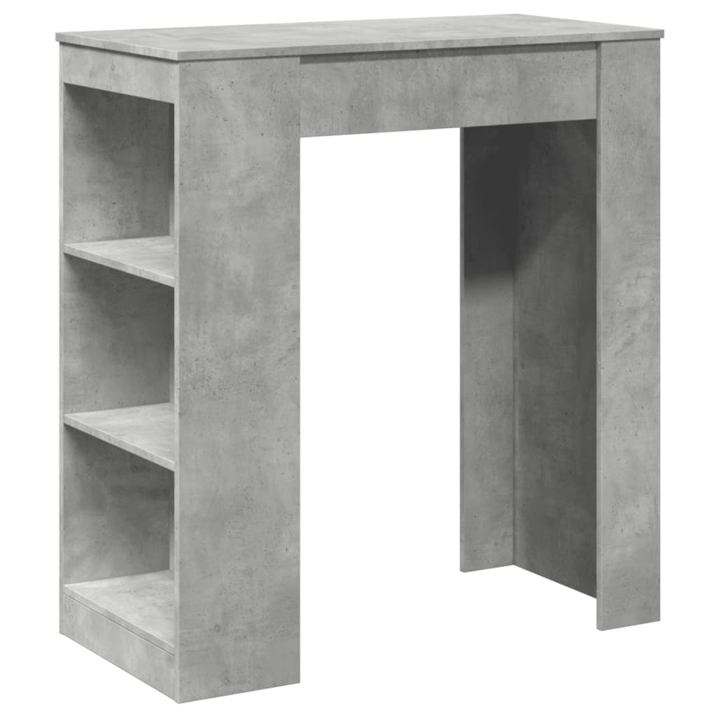 Concrete Grey Bar Table with Racks, Engineered Wood, 95x47x103.5 cm