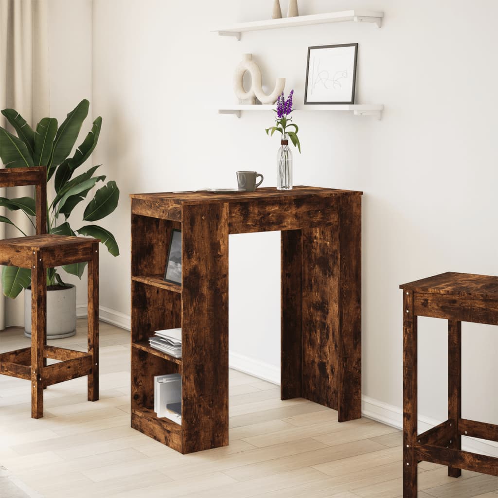 Smoked Oak Bar Table with Racks, 95x47x103.5 cm, Engineered Wood