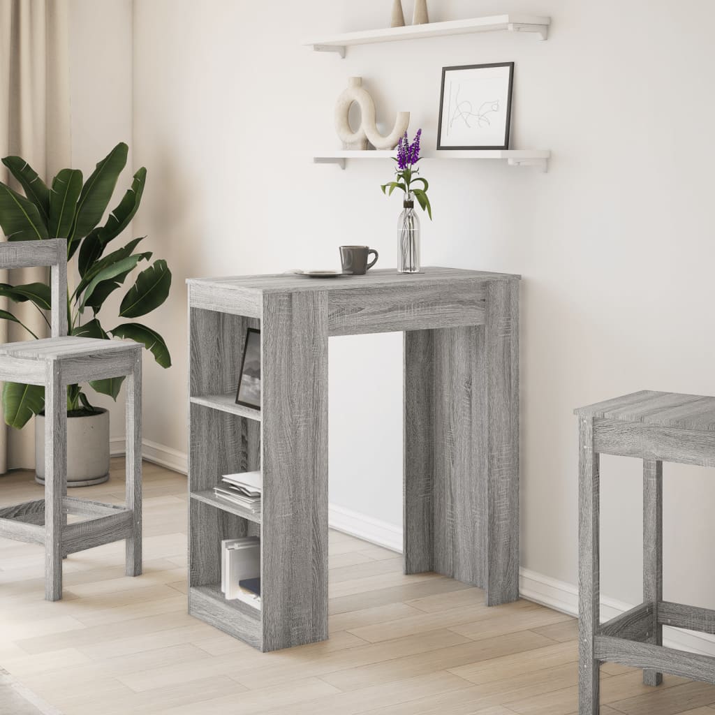Grey Sonoma Bar Table with Racks - Engineered Wood 95x47x103.5 cm