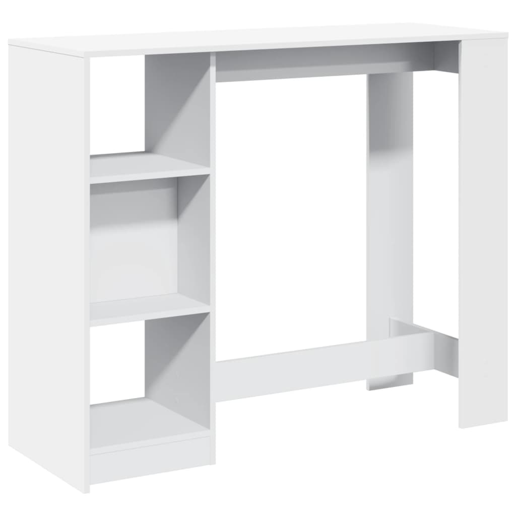 White Engineered Wood Bar Table with Shelf, 124x46x103.5 cm