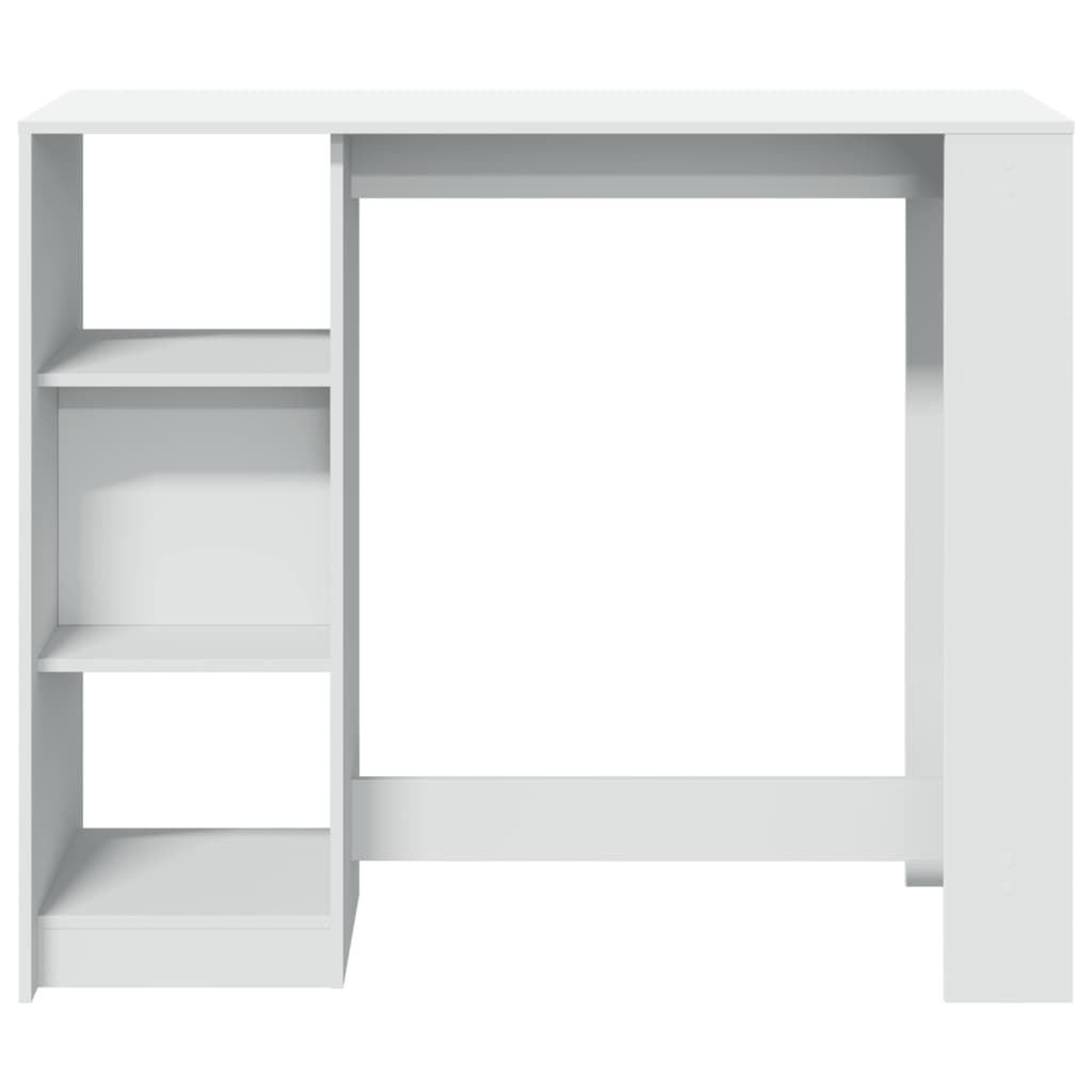 White Engineered Wood Bar Table with Shelf, 124x46x103.5 cm