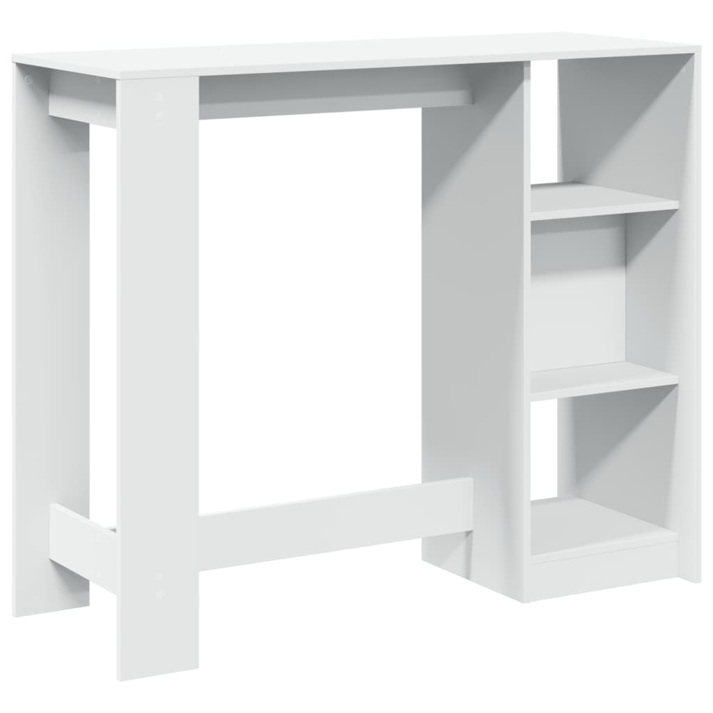 White Engineered Wood Bar Table with Shelf, 124x46x103.5 cm