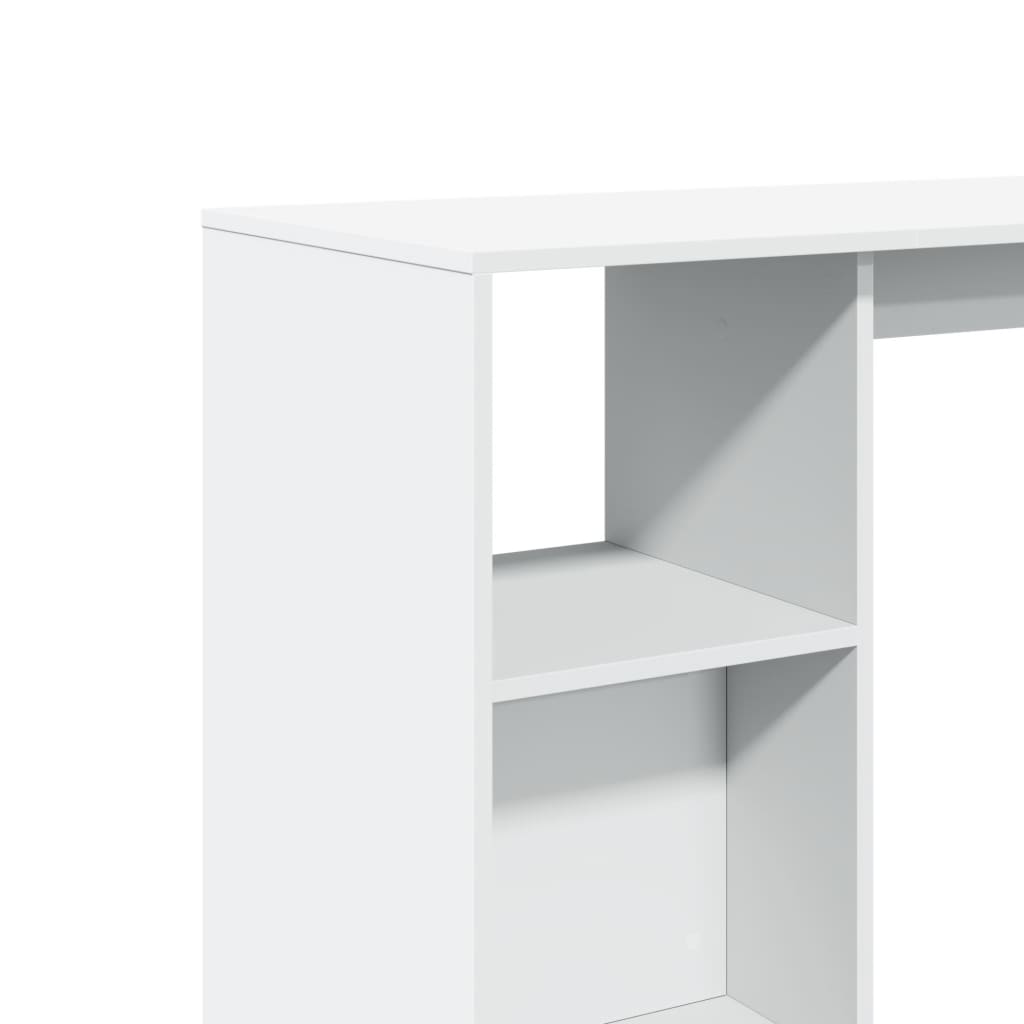White Engineered Wood Bar Table with Shelf, 124x46x103.5 cm