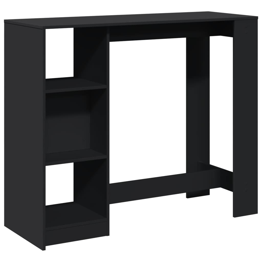Black Engineered Wood Bar Table with Shelf, 124x46x103.5 cm