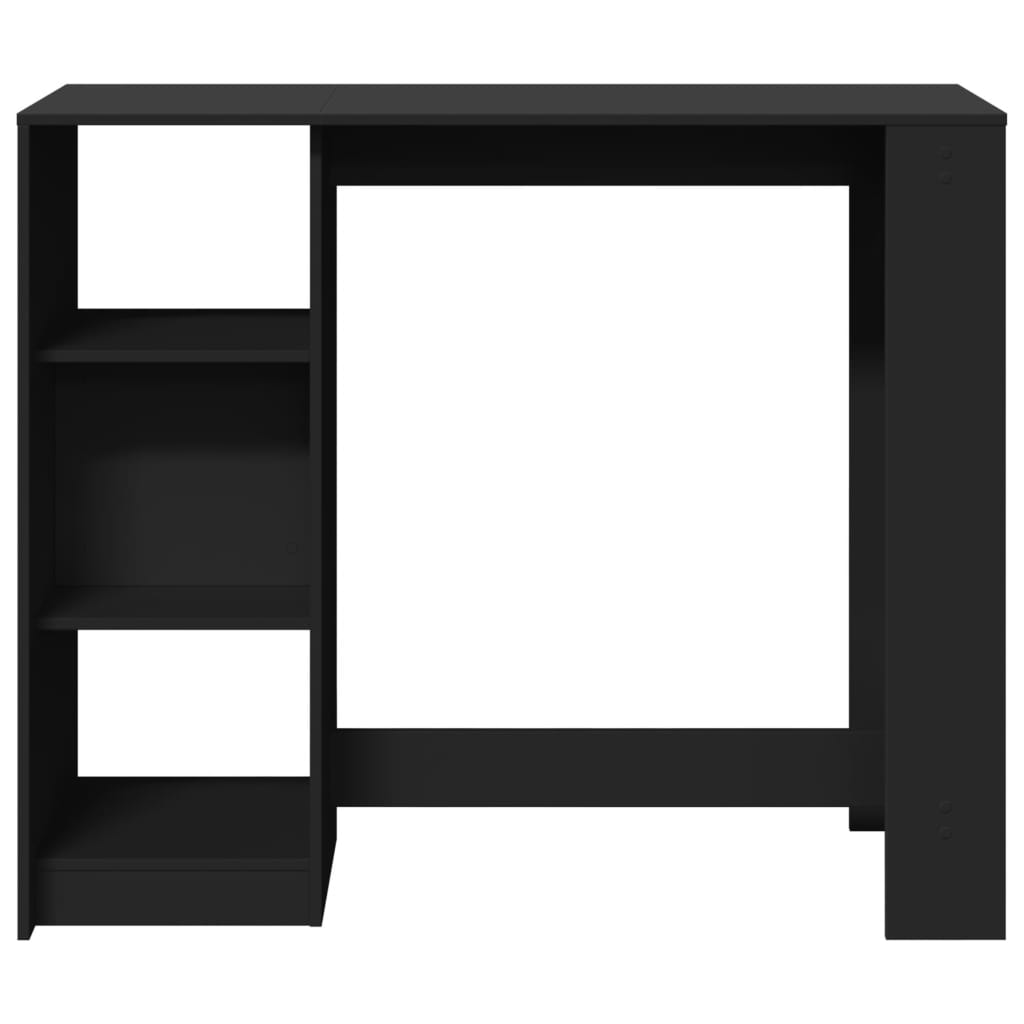 Black Engineered Wood Bar Table with Shelf, 124x46x103.5 cm