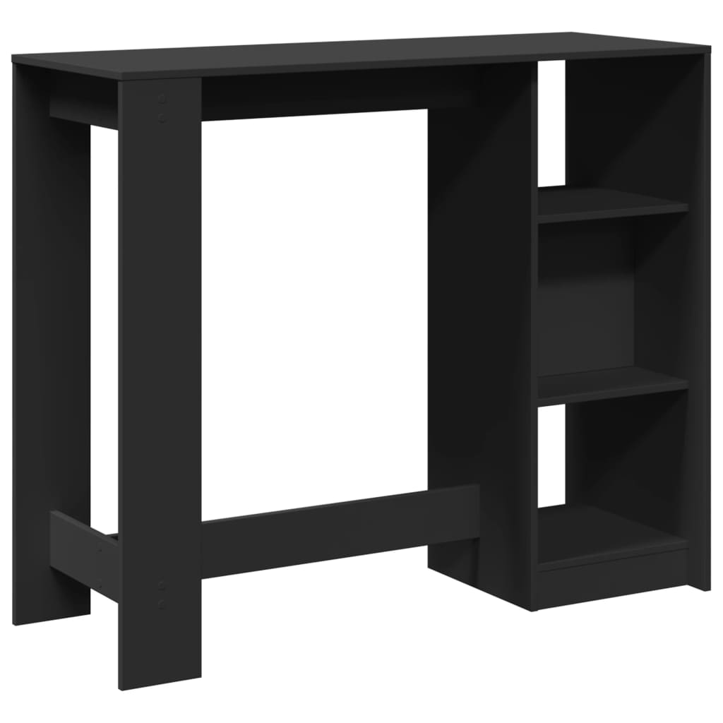 Black Engineered Wood Bar Table with Shelf, 124x46x103.5 cm