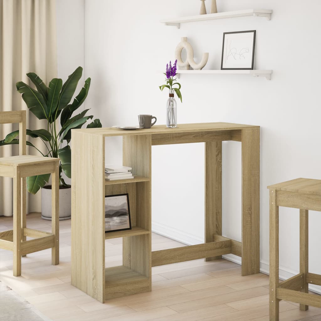 Sonoma Oak Bar Table with Shelf, 124x46x103.5 cm - Engineered Wood