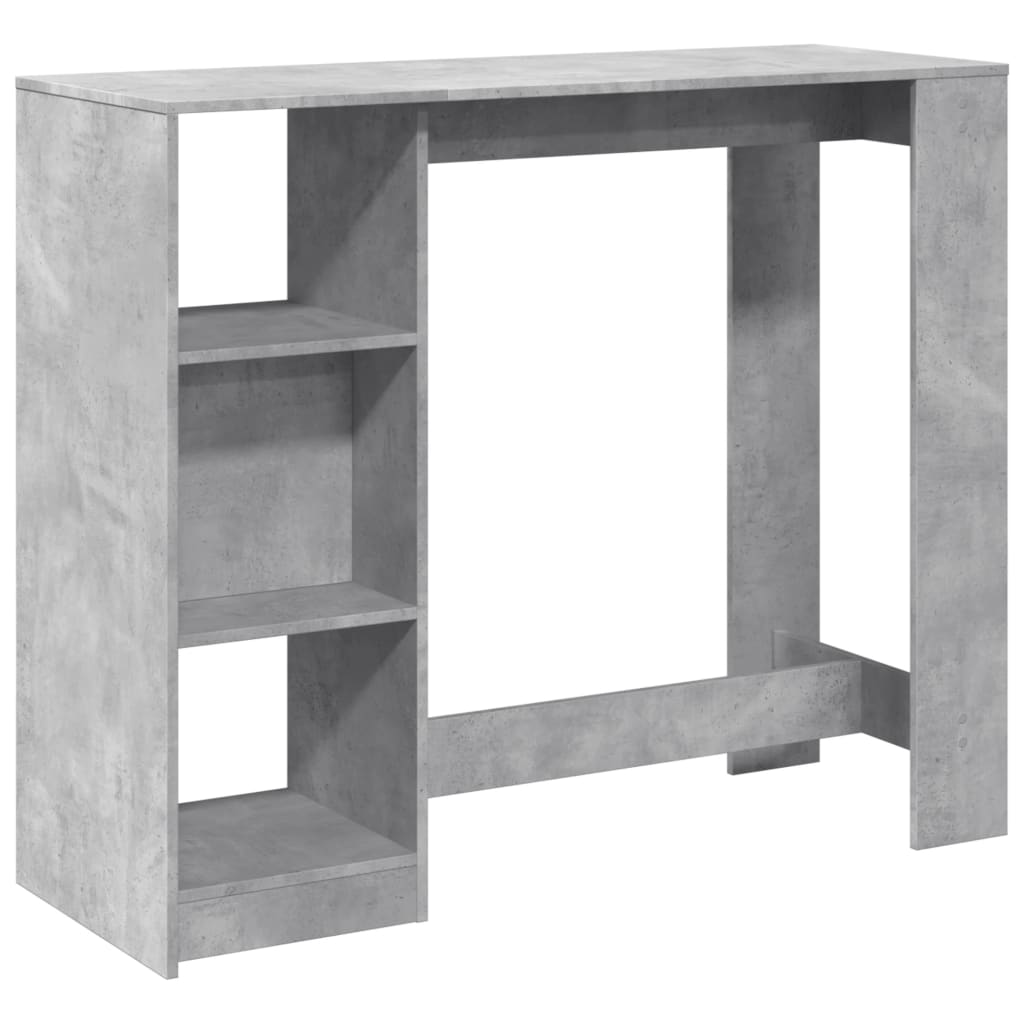 Concrete Grey Bar Table with Shelf, Engineered Wood, 124x46x103.5 cm
