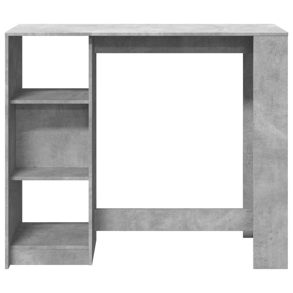 Concrete Grey Bar Table with Shelf, Engineered Wood, 124x46x103.5 cm