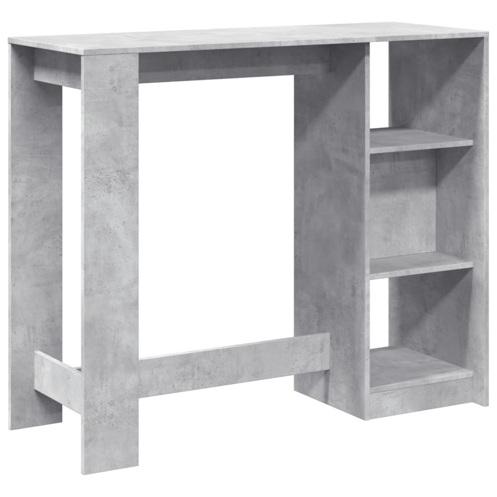 Concrete Grey Bar Table with Shelf, Engineered Wood, 124x46x103.5 cm