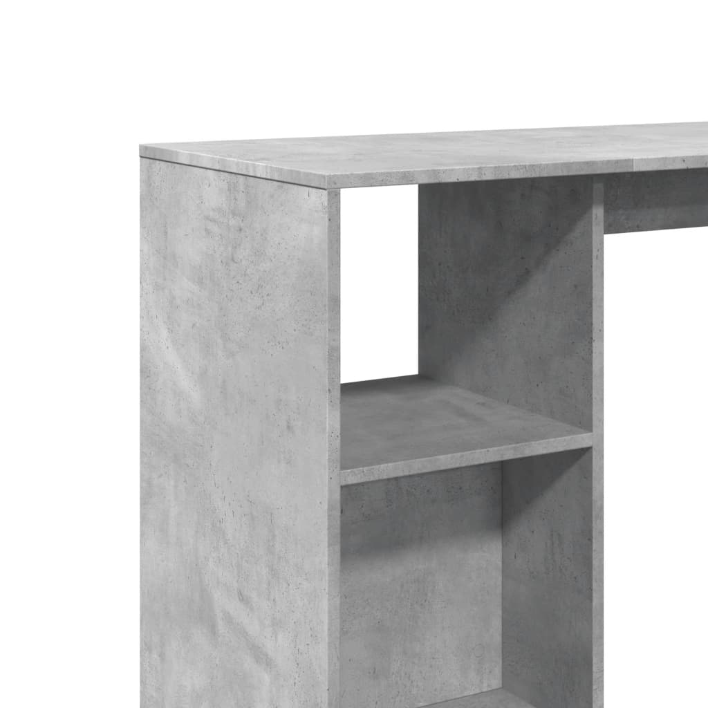 Concrete Grey Bar Table with Shelf, Engineered Wood, 124x46x103.5 cm