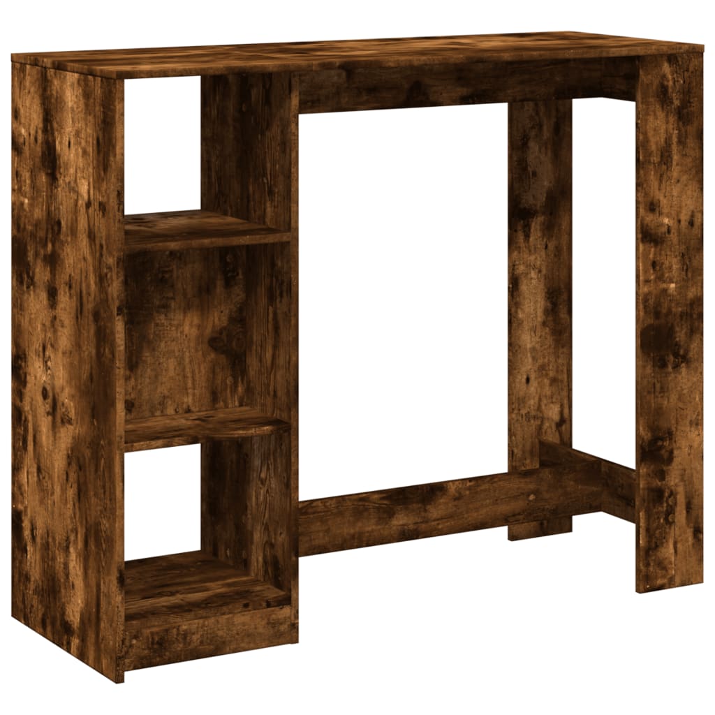 Smoked Oak Bar Table with Shelf - Engineered Wood 124x46x103.5 cm