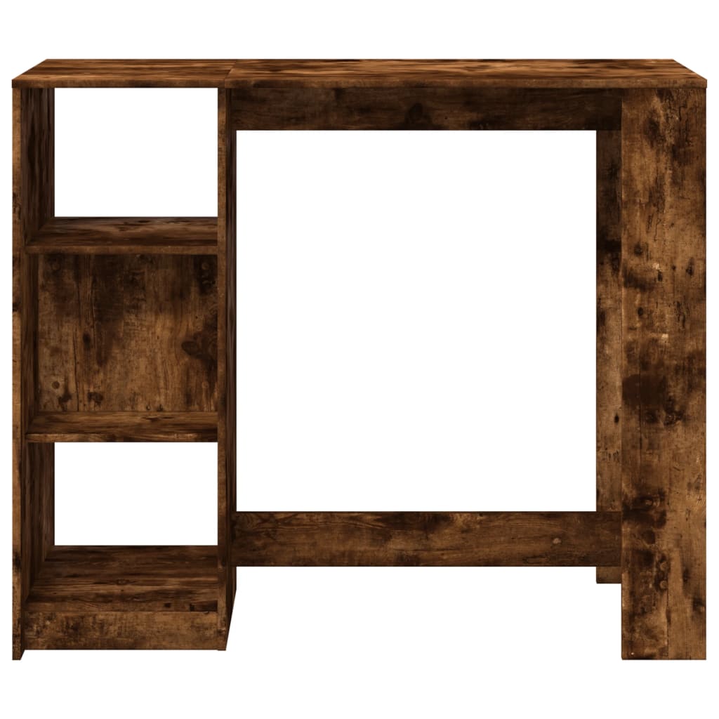Smoked Oak Bar Table with Shelf - Engineered Wood 124x46x103.5 cm