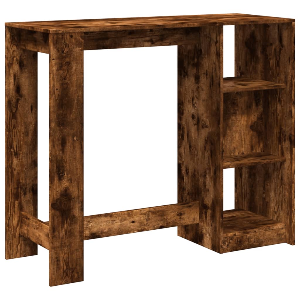 Smoked Oak Bar Table with Shelf - Engineered Wood 124x46x103.5 cm