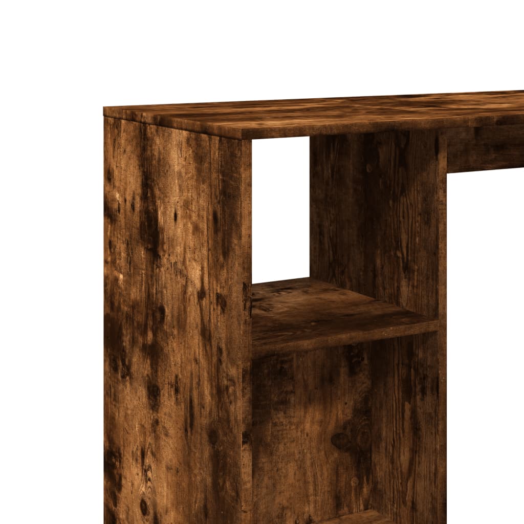 Smoked Oak Bar Table with Shelf - Engineered Wood 124x46x103.5 cm