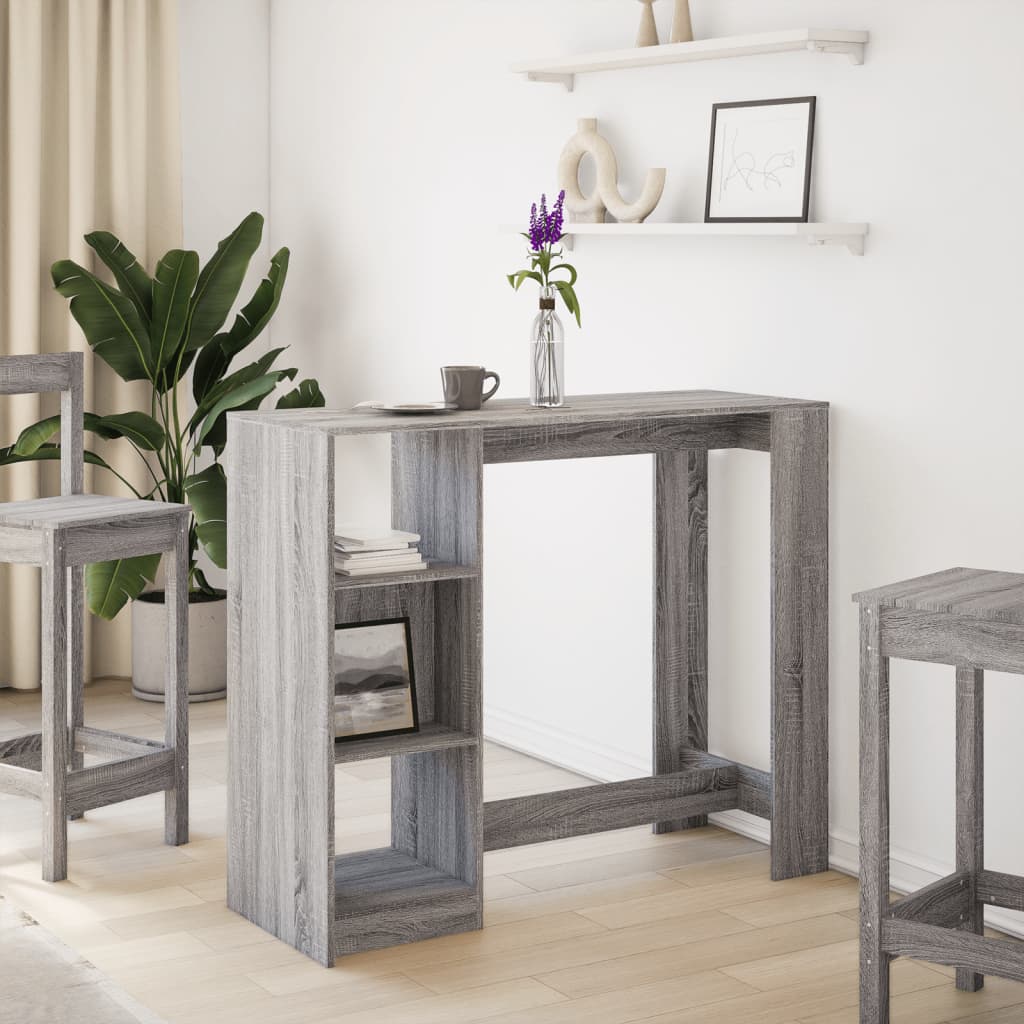 Grey Sonoma Bar Table with Shelf 124x46x103.5 cm - Engineered Wood