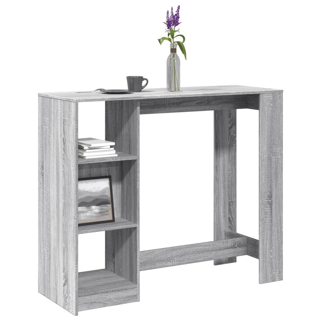 Grey Sonoma Bar Table with Shelf 124x46x103.5 cm - Engineered Wood