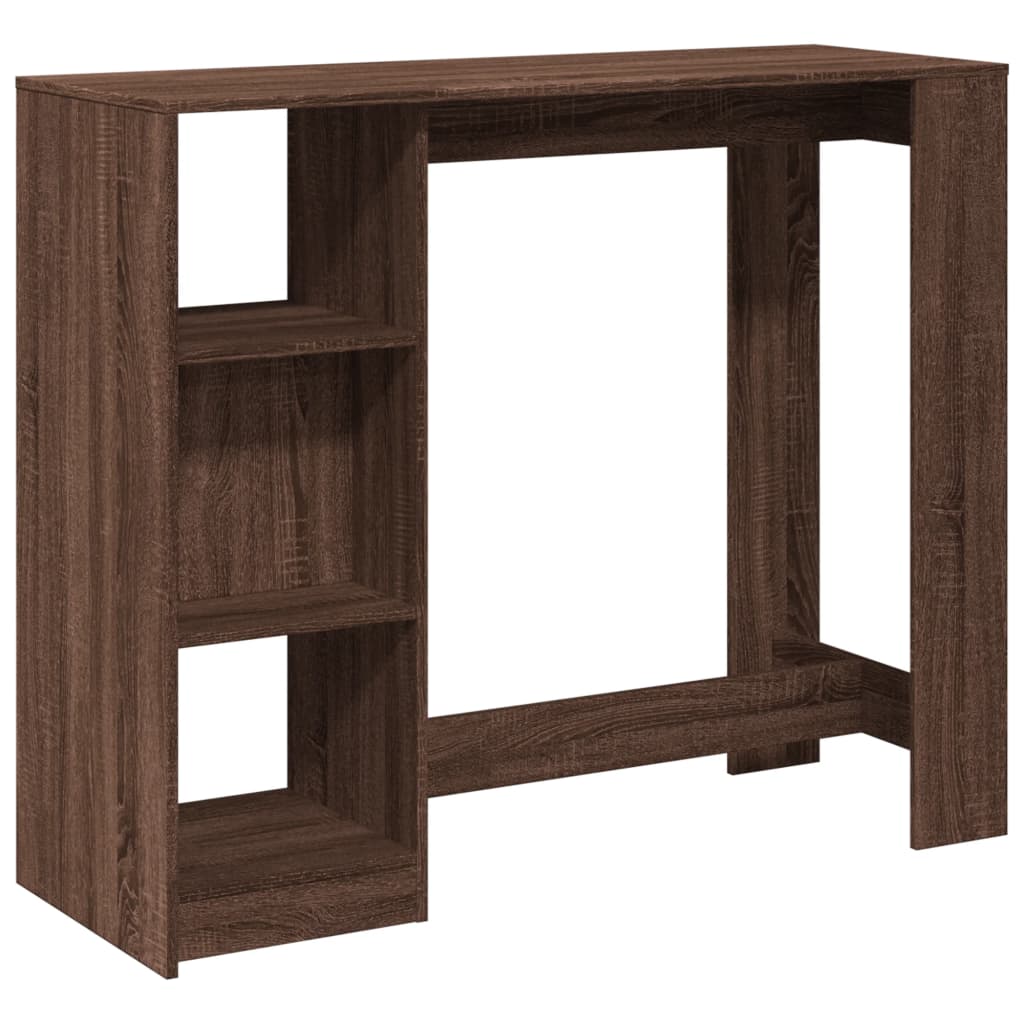 Brown Oak Bar Table with Shelf, 124x46x103.5 cm, Engineered Wood