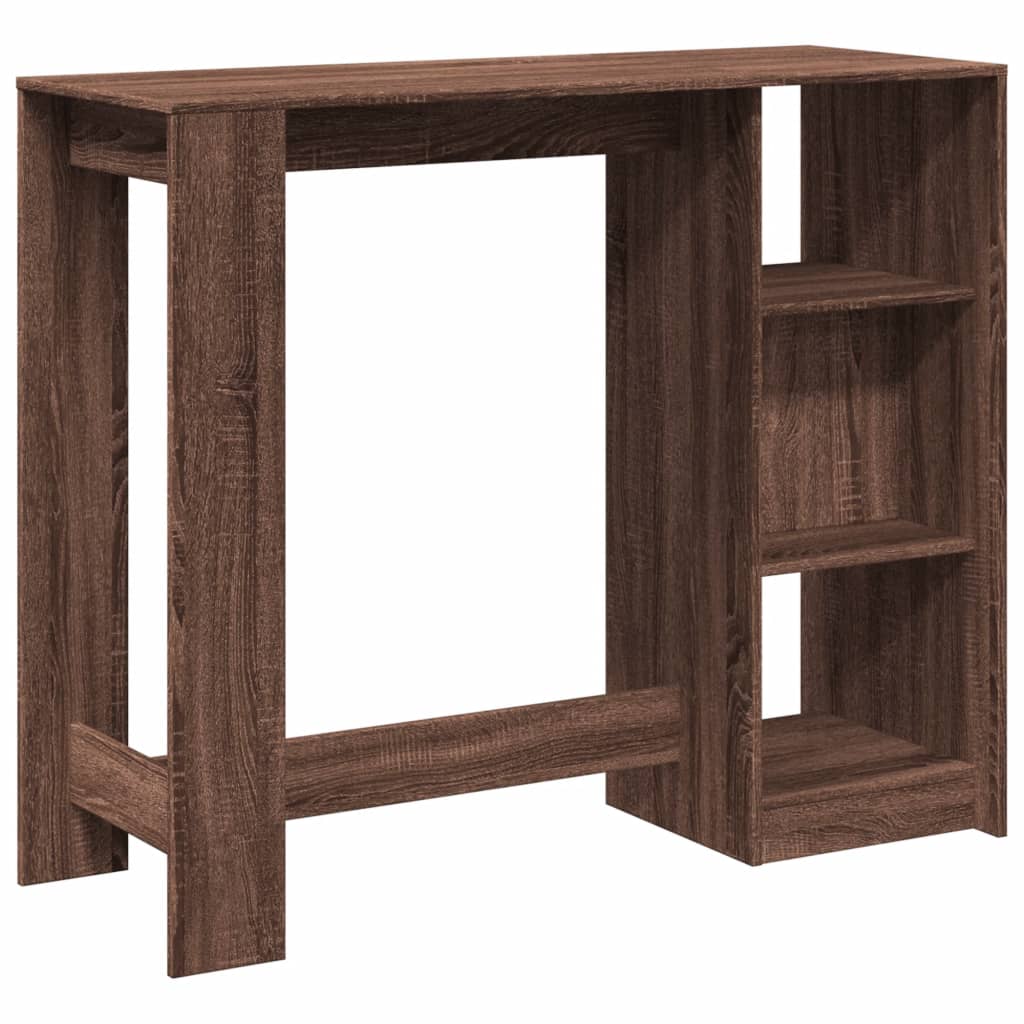 Brown Oak Bar Table with Shelf, 124x46x103.5 cm, Engineered Wood