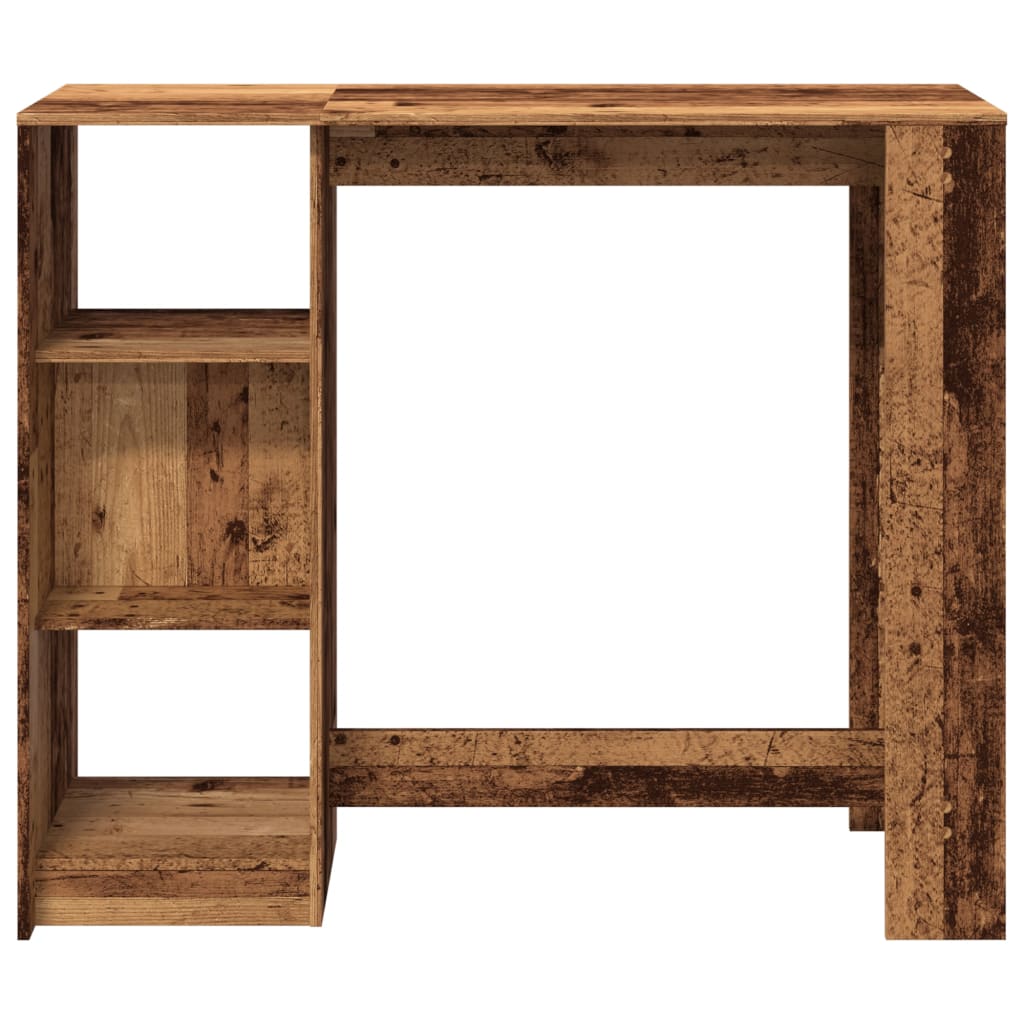 Rustic Engineered Wood Bar Table with Shelf - 124x46x103.5 cm