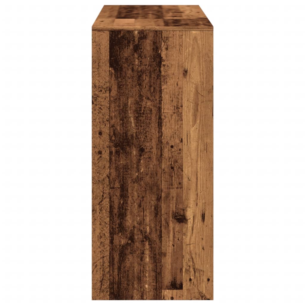 Rustic Engineered Wood Bar Table with Shelf - 124x46x103.5 cm