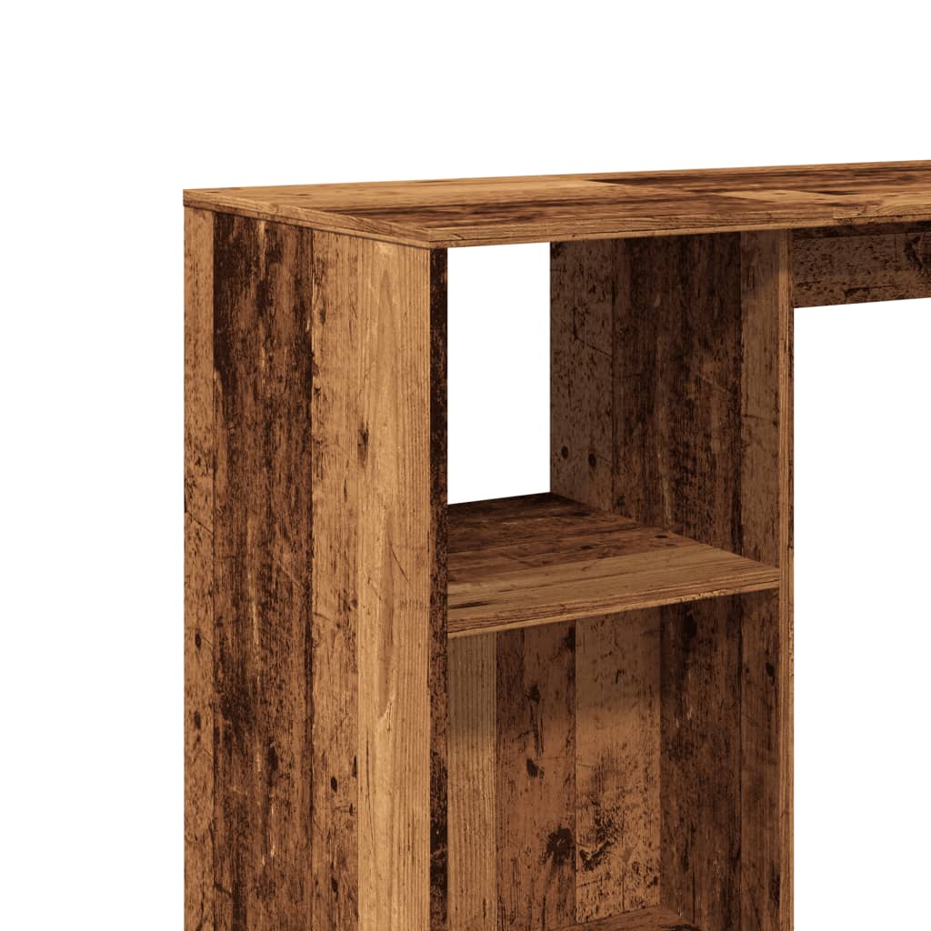Rustic Engineered Wood Bar Table with Shelf - 124x46x103.5 cm