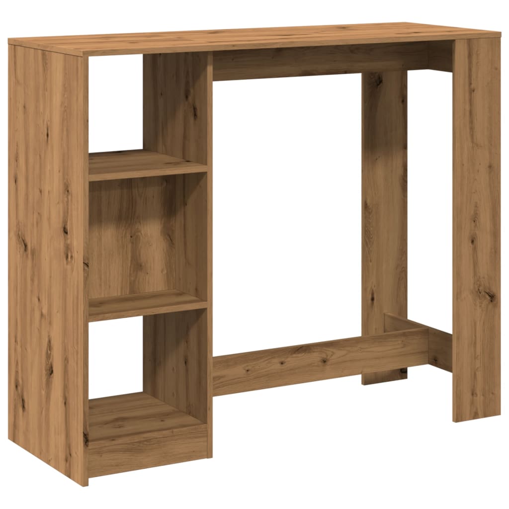 Artisan Oak Bar Table with Shelf, Engineered Wood 124x46x103.5 cm