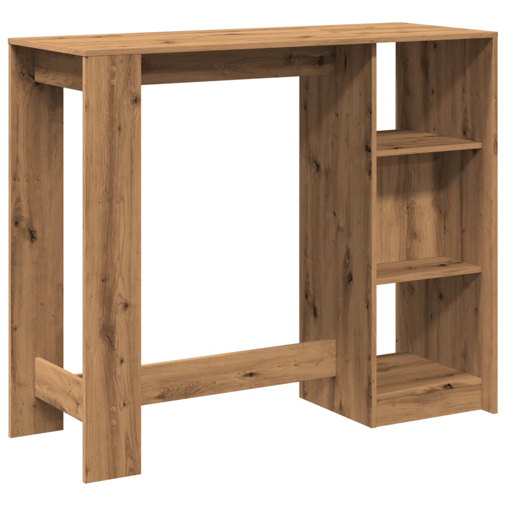 Artisan Oak Bar Table with Shelf, Engineered Wood 124x46x103.5 cm