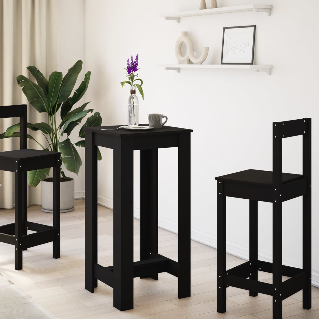 Sleek Black Engineered Wood Bar Table 51x50x103.5 cm