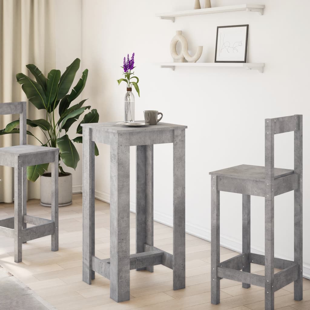 Concrete Grey Bar Table, Engineered Wood, 51x50x103.5 cm