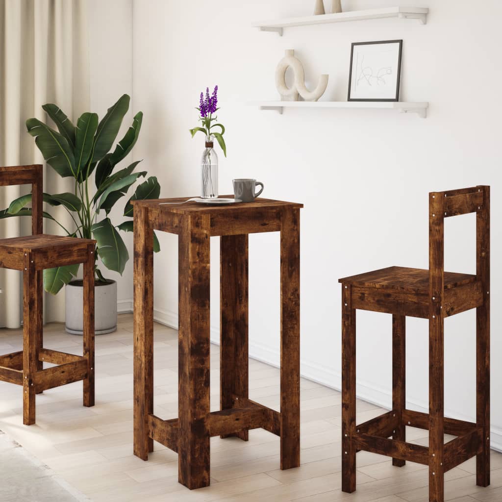 Smoked Oak Bar Table 51x50x103.5 cm - Engineered Wood Elegance