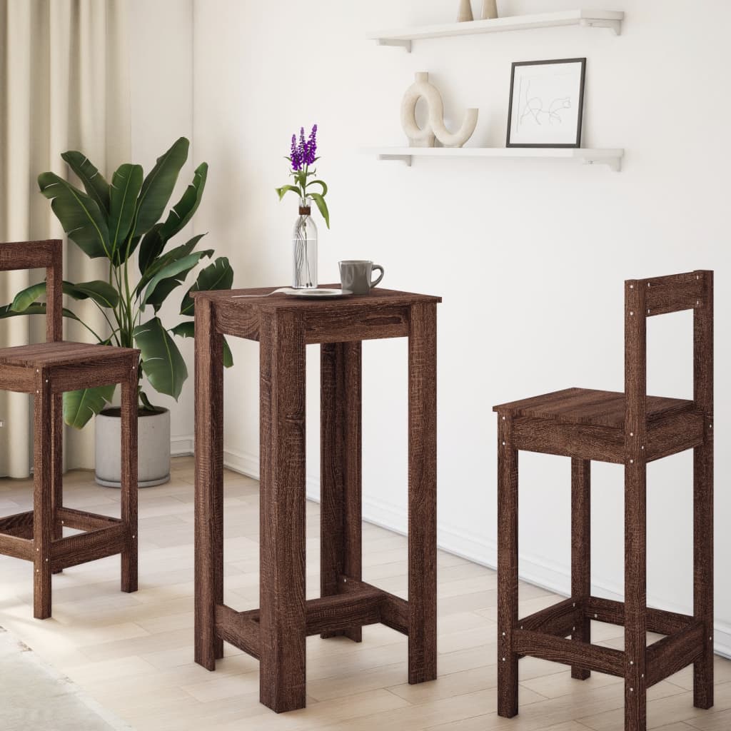 Brown Oak Engineered Wood Bar Table 51x50x103.5 cm