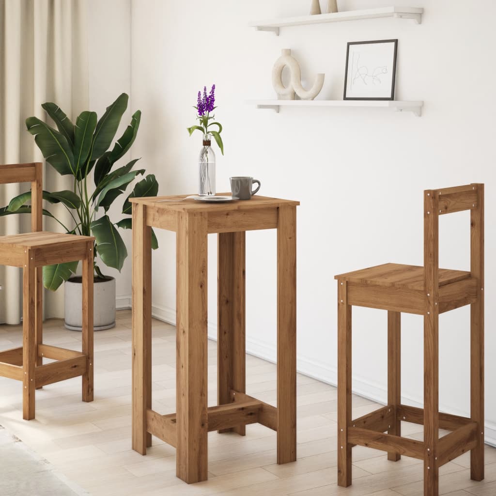 Artisan Oak Bar Table, Engineered Wood 51x50x103.5 cm