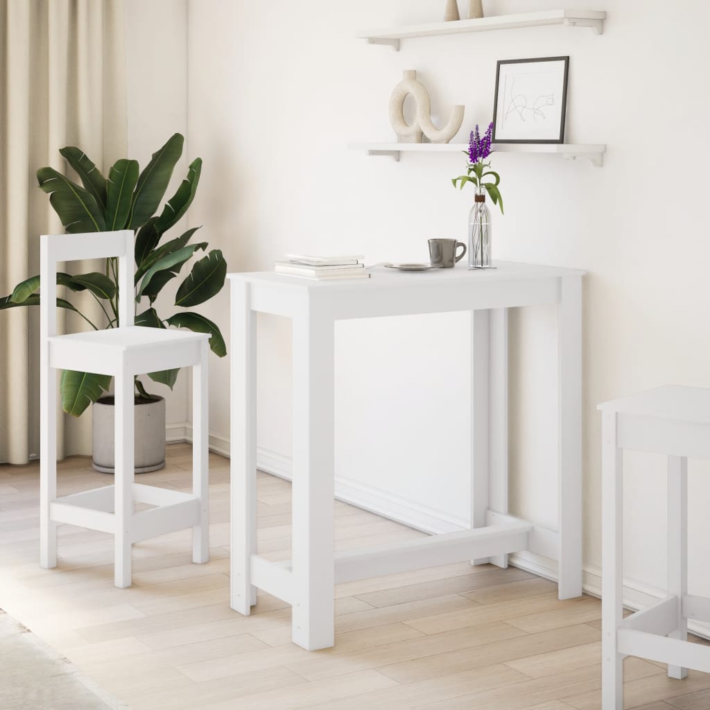White Engineered Wood Bar Table 102x50x103.5 cm