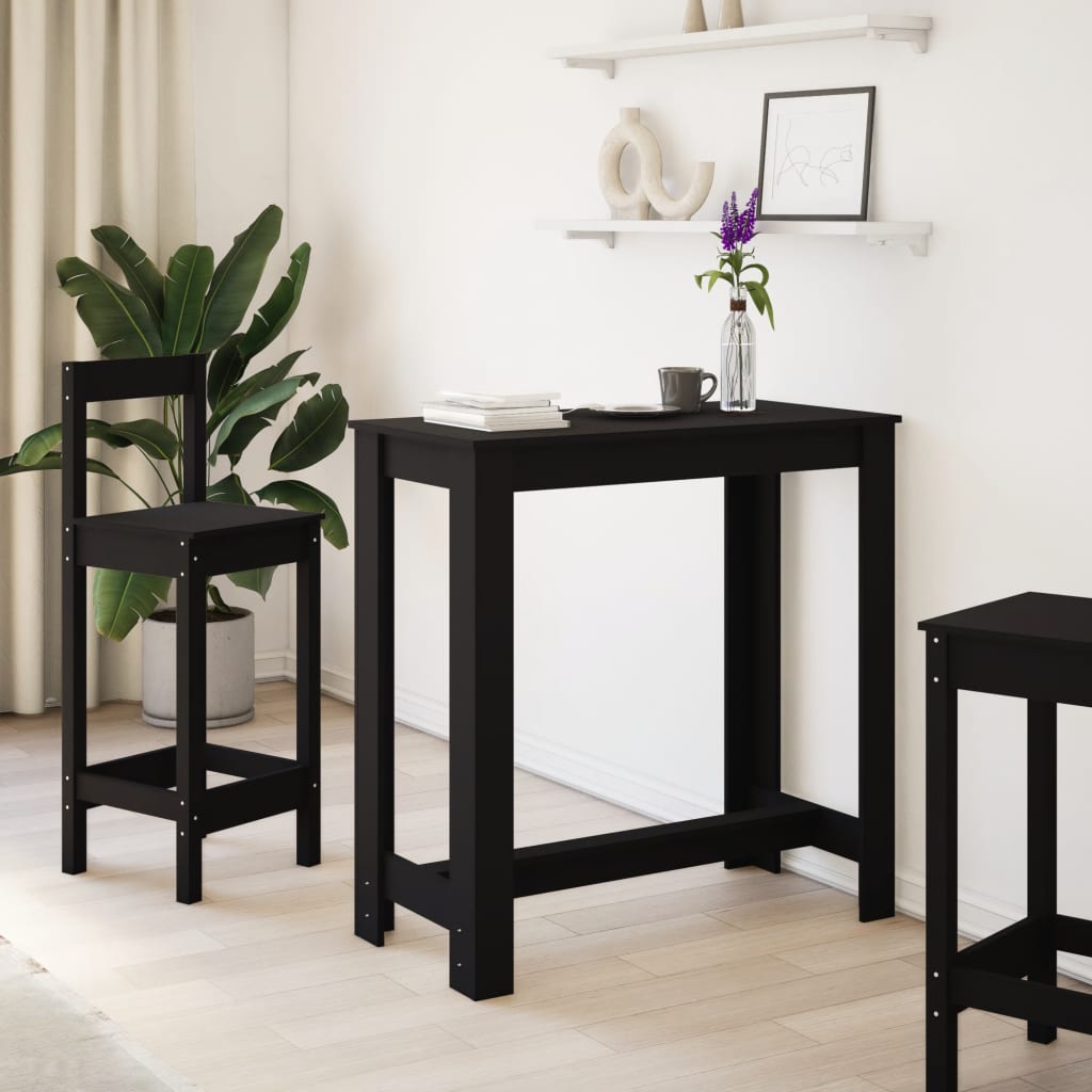 Sleek Black Bar Table, Engineered Wood, 102x50x103.5 cm