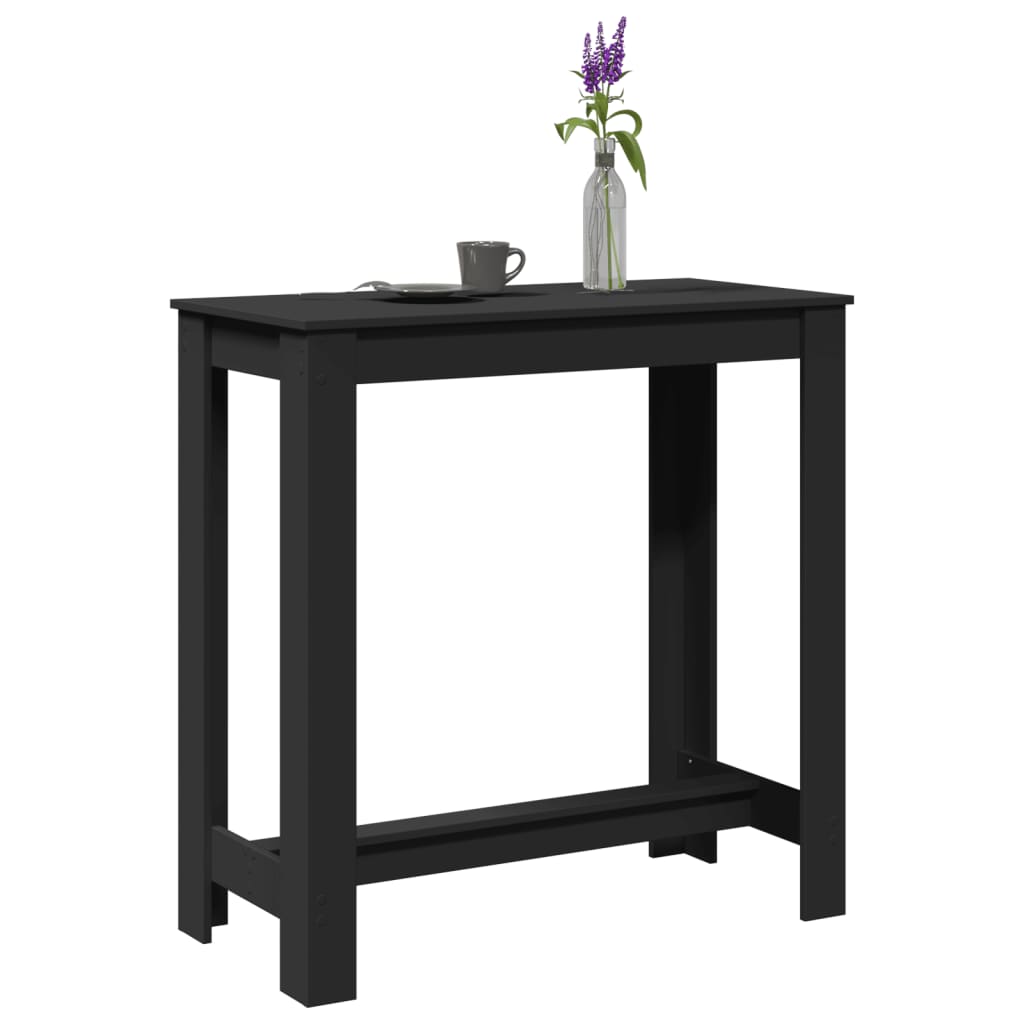 Sleek Black Bar Table, Engineered Wood, 102x50x103.5 cm