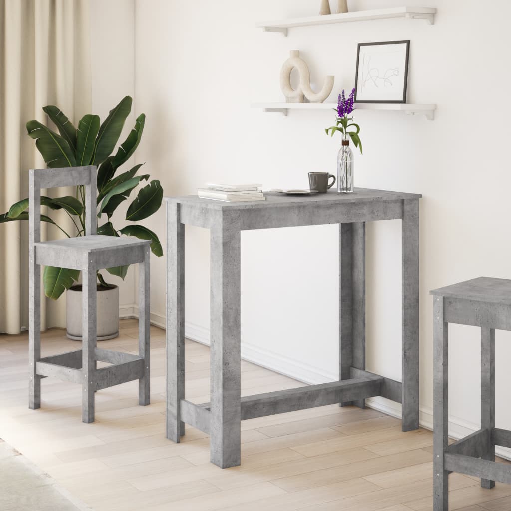 Concrete Grey Bar Table, 102x50x103.5 cm, Engineered Wood