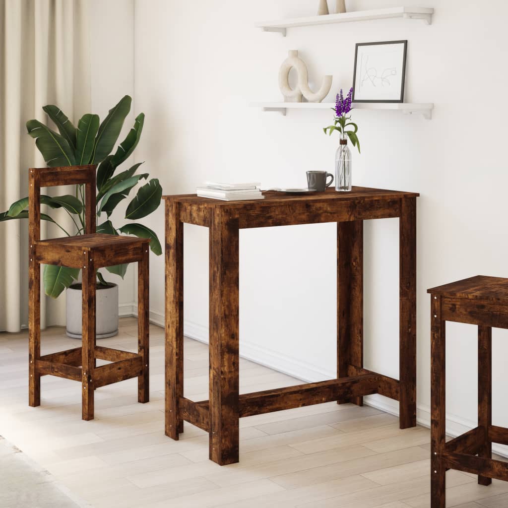 Smoked Oak Bar Table - Engineered Wood 102x50x103.5 cm