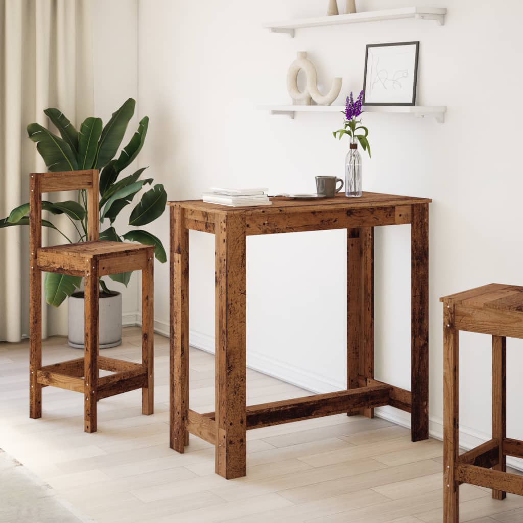 Rustic Bar Table, Old Wood Finish, 102x50x103.5cm Engineered Wood